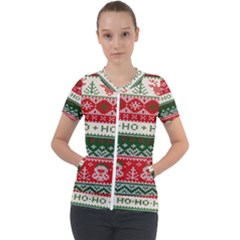 Ugly Sweater Merry Christmas  Short Sleeve Zip Up Jacket