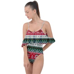 Ugly Sweater Merry Christmas  Drape Piece Swimsuit