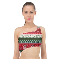 Ugly Sweater Merry Christmas  Spliced Up Bikini Top  by artworkshop