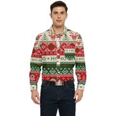 Ugly Sweater Merry Christmas  Men s Long Sleeve Pocket Shirt 