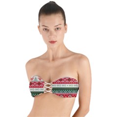 Ugly Sweater Merry Christmas  Twist Bandeau Bikini Top by artworkshop