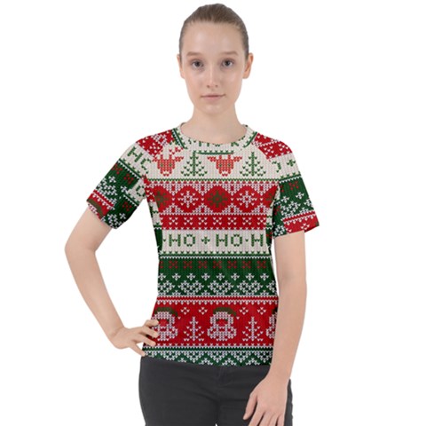 Ugly Sweater Merry Christmas  Women s Sport Raglan T-shirt by artworkshop