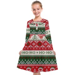 Ugly Sweater Merry Christmas  Kids  Midi Sailor Dress by artworkshop