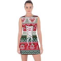 Ugly Sweater Merry Christmas  Lace Up Front Bodycon Dress by artworkshop