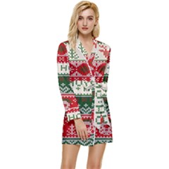 Ugly Sweater Merry Christmas  Long Sleeve Satin Robe by artworkshop