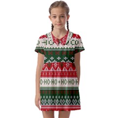 Ugly Sweater Merry Christmas  Kids  Asymmetric Collar Dress by artworkshop