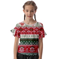 Ugly Sweater Merry Christmas  Kids  Cut Out Flutter Sleeves by artworkshop