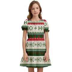 Ugly Sweater Merry Christmas  Kids  Puff Sleeved Dress by artworkshop