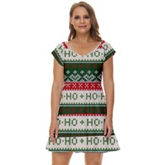 Ugly Sweater Merry Christmas  Short Sleeve Tiered Mini Dress by artworkshop