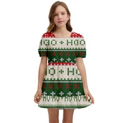 Ugly Sweater Merry Christmas  Kids  Short Sleeve Dolly Dress by artworkshop