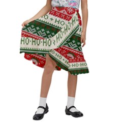 Ugly Sweater Merry Christmas  Kids  Ruffle Flared Wrap Midi Skirt by artworkshop