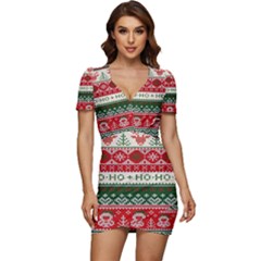 Ugly Sweater Merry Christmas  Low Cut Cap Sleeve Mini Dress by artworkshop