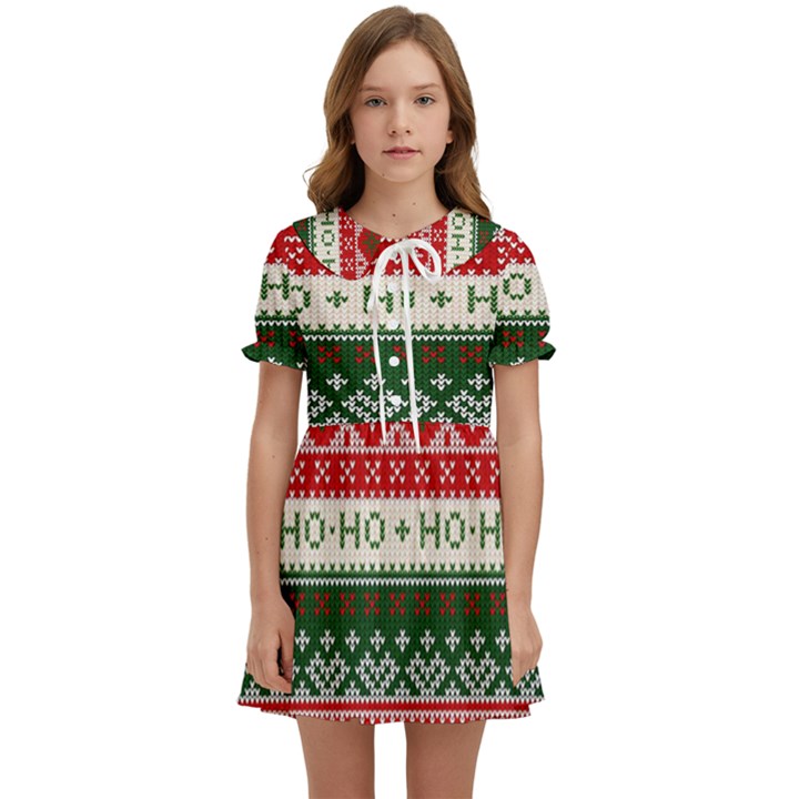 Ugly Sweater Merry Christmas  Kids  Sweet Collar Dress