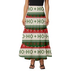 Ugly Sweater Merry Christmas  Tiered Ruffle Maxi Skirt by artworkshop