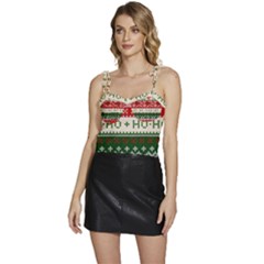 Ugly Sweater Merry Christmas  Flowy Camisole Tie Up Top by artworkshop