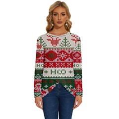 Ugly Sweater Merry Christmas  Long Sleeve Crew Neck Pullover Top by artworkshop