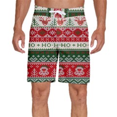 Ugly Sweater Merry Christmas  Men s Beach Shorts by artworkshop