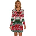 Ugly Sweater Merry Christmas  Long Sleeve Deep V Mini Dress  View1