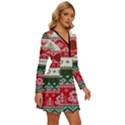 Ugly Sweater Merry Christmas  Long Sleeve Deep V Mini Dress  View3