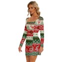 Ugly Sweater Merry Christmas  Long Sleeve Square Neck Bodycon Velvet Dress View2