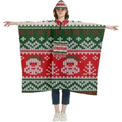 Ugly Sweater Merry Christmas  Women s Hooded Rain Ponchos by artworkshop