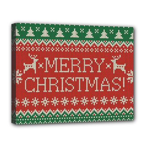 Merry Christmas  Pattern Canvas 14  X 11  (stretched) by artworkshop