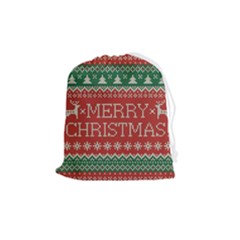 Merry Christmas  Pattern Drawstring Pouch (medium) by artworkshop