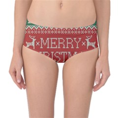 Merry Christmas  Pattern Mid-waist Bikini Bottoms by artworkshop