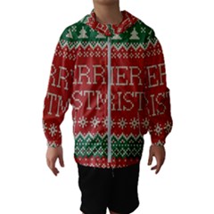 Merry Christmas  Pattern Kids  Hooded Windbreaker by artworkshop