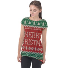 Merry Christmas  Pattern Cap Sleeve High Low Top by artworkshop