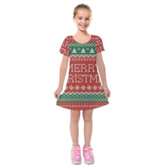 Merry Christmas  Pattern Kids  Short Sleeve Velvet Dress by artworkshop