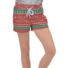 Merry Christmas  Pattern Women s Velour Lounge Shorts by artworkshop