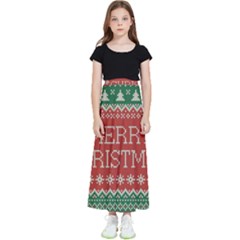 Merry Christmas  Pattern Kids  Flared Maxi Skirt by artworkshop