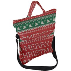 Merry Christmas  Pattern Fold Over Handle Tote Bag