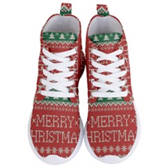 Merry Christmas  Pattern Women s Lightweight High Top Sneakers by artworkshop