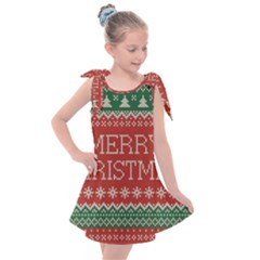 Merry Christmas  Pattern Kids  Tie Up Tunic Dress by artworkshop