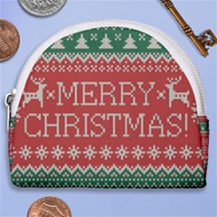 Merry Christmas  Pattern Horseshoe Style Canvas Pouch by artworkshop