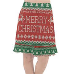 Merry Christmas  Pattern Fishtail Chiffon Skirt by artworkshop