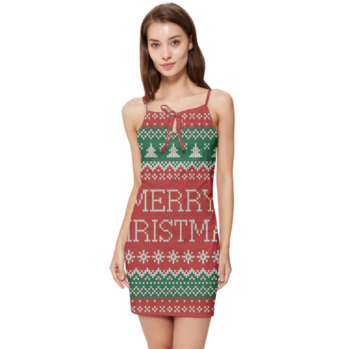 Merry Christmas  Pattern Summer Tie Front Dress