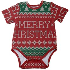 Merry Christmas  Pattern Baby Short Sleeve Bodysuit by artworkshop