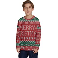 Merry Christmas  Pattern Kids  Crewneck Sweatshirt by artworkshop