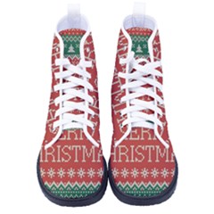 Merry Christmas  Pattern Men s High-top Canvas Sneakers by artworkshop