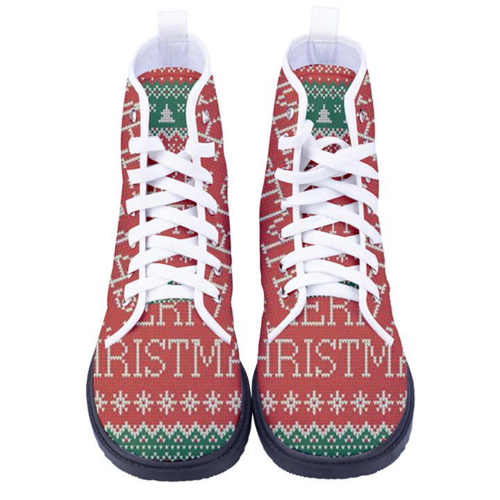 Merry Christmas  Pattern Women s High-Top Canvas Sneakers