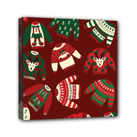 Ugly Sweater Wrapping Paper Mini Canvas 6  X 6  (stretched) by artworkshop