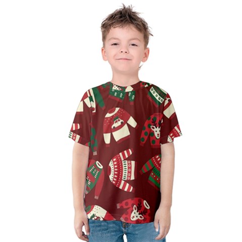 Ugly Sweater Wrapping Paper Kids  Cotton T-shirt by artworkshop