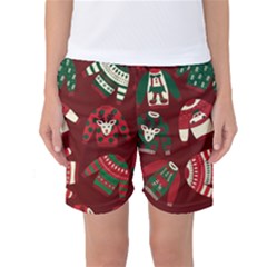 Ugly Sweater Wrapping Paper Women s Basketball Shorts by artworkshop