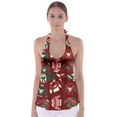 Ugly Sweater Wrapping Paper Tie Back Tankini Top by artworkshop