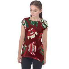 Ugly Sweater Wrapping Paper Cap Sleeve High Low Top by artworkshop