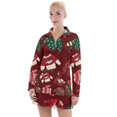 Ugly Sweater Wrapping Paper Women s Long Sleeve Casual Dress by artworkshop