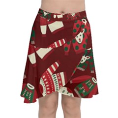 Ugly Sweater Wrapping Paper Chiffon Wrap Front Skirt by artworkshop